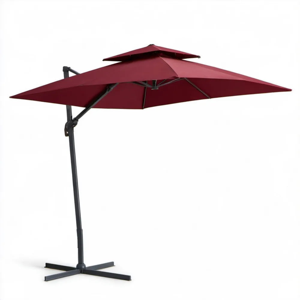 Boczny parasol ogrodowy kwadratowy 300 x 300 cm, bordowy/czarny