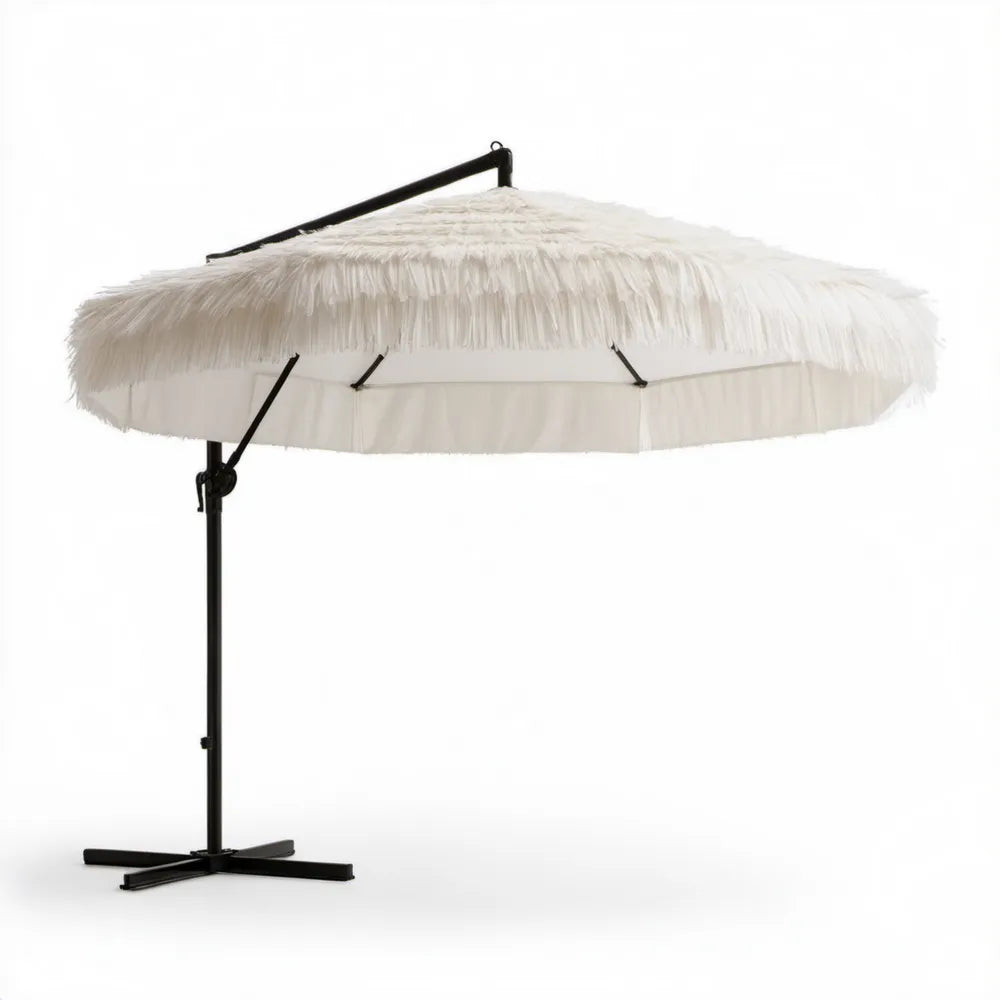 Kremowy parasol ogrodowy z frędzlami Ø 300 cm, wys. 250 cm