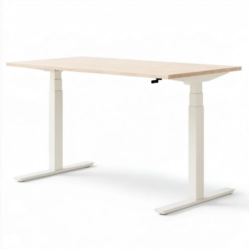 Biurko z ręczną regulacją wysokości 72–120 cm, blat jasny dąb 120 × 60 cm, stelaż biały