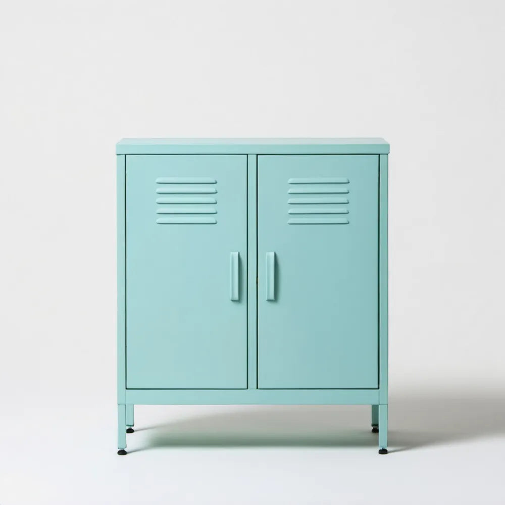 Miętowa metalowa szafka z 2 drzwiami, 80 × 40 × 100 cm