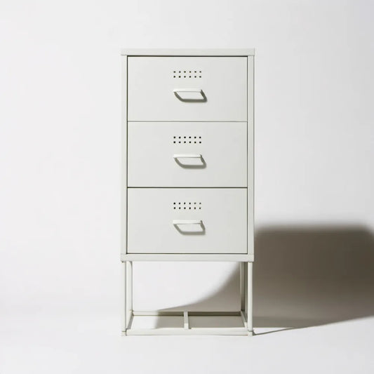 Biała metalowa szafka nocna z 3 szufladami 40 x 30 x 75 cm