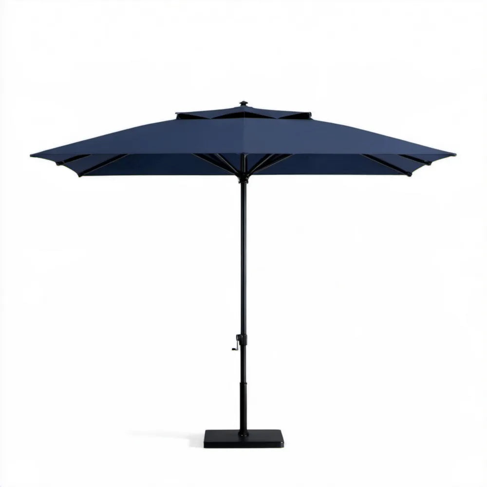 Granatowy parasol ogrodowy kwadratowy 300 x 300 cm ze stalowym stelażem i podstawą