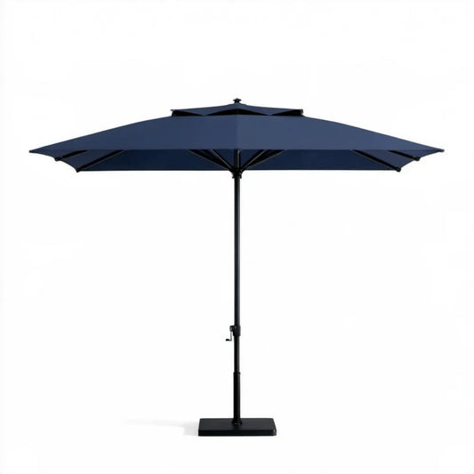 Granatowy parasol ogrodowy kwadratowy 300 x 300 cm ze stalowym stelażem i podstawą