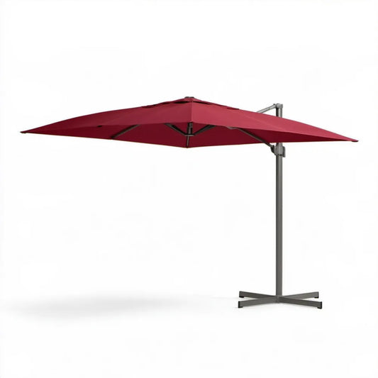 Bordowy parasol boczny kwadratowy 300 x 300 cm, wysokość 250 cm
