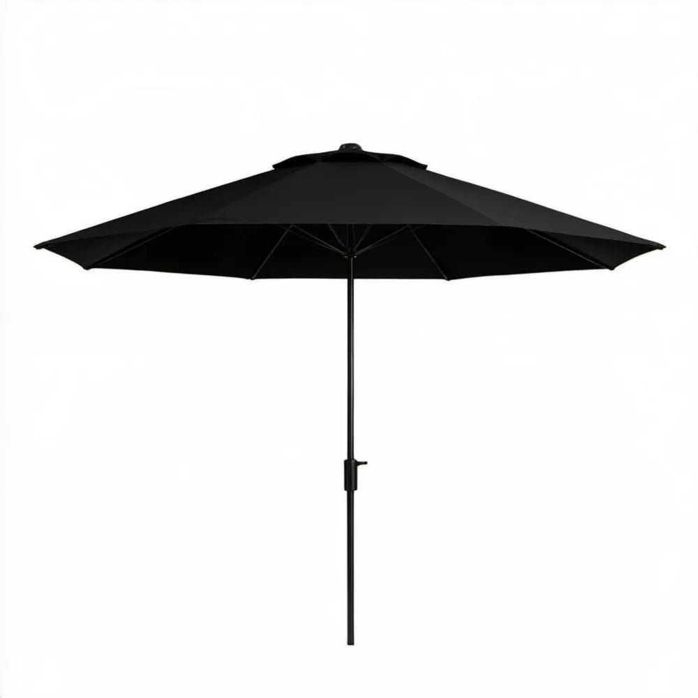 Czarny parasol ogrodowy okrągły 300 cm, wysokość 245 cm