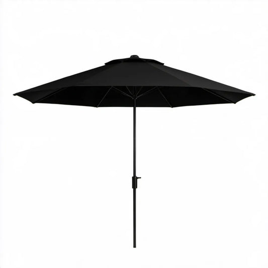 Czarny parasol ogrodowy okrągły 300 cm, wysokość 245 cm