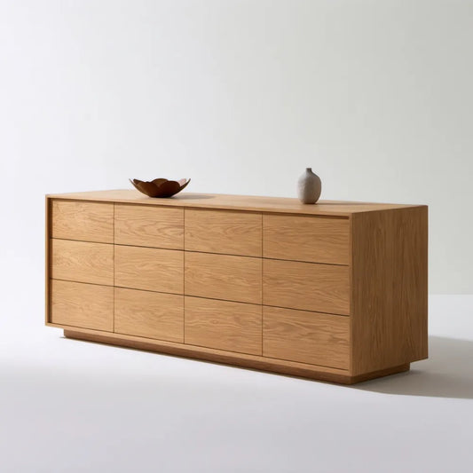 Komoda z 12 szufladami, fornir dębowy naturalny, 160 x 45 x 80 cm