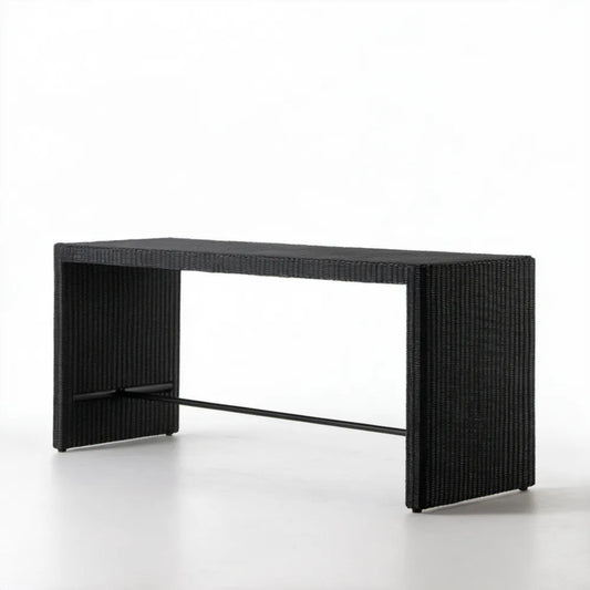 Czarny prostokątny stół ogrodowy z rattanu syntetycznego PE 150 x 90 x 75 cm